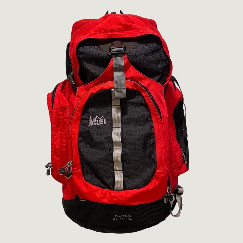 REI Alpine Plus 35 Backpack Red Black Hiking Daypack Rucksack Ripstop Nylon - Picture 1 of 14